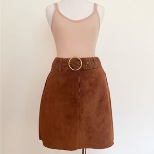 Vintage 60s 70s Brown Suede Mini Skirt